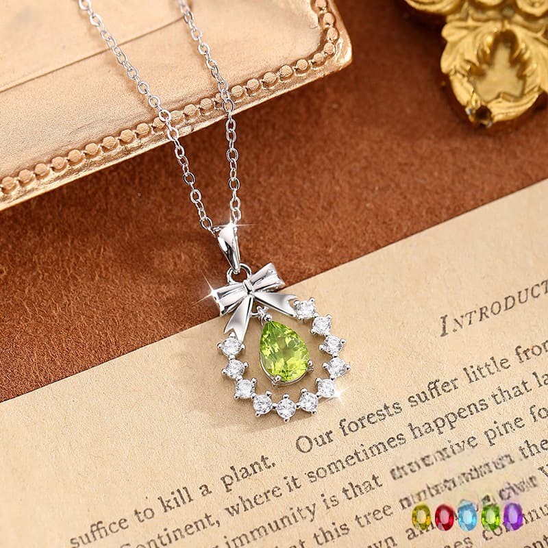 Bow Necklace – Floral Wreath Pendant in S925 Sterling Silver | Blingku