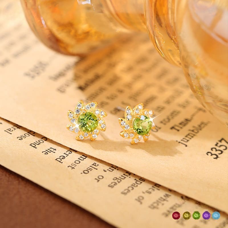 Sunflower Earrings – Gold-Plated S925 Sterling Silver Studs