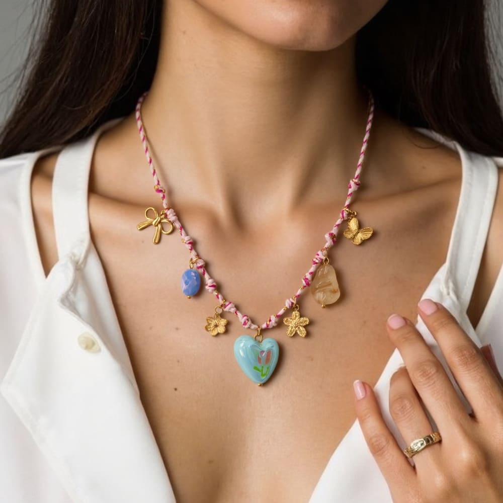 Ocean Inspired Handmade Jewelry – Butterfly, Turtle & Shell Charm Necklace