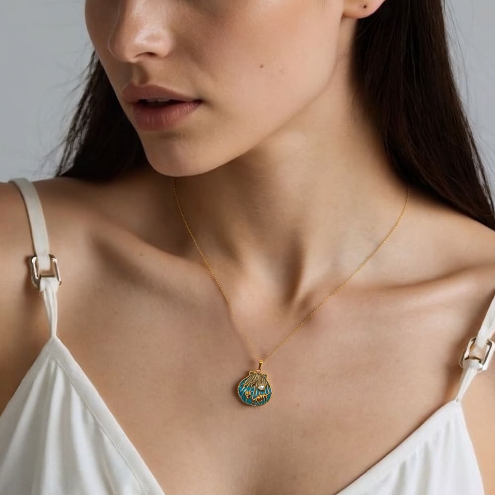 Ocean Theme Necklace – DIY Shell & Fish Charm with Pearl Accent