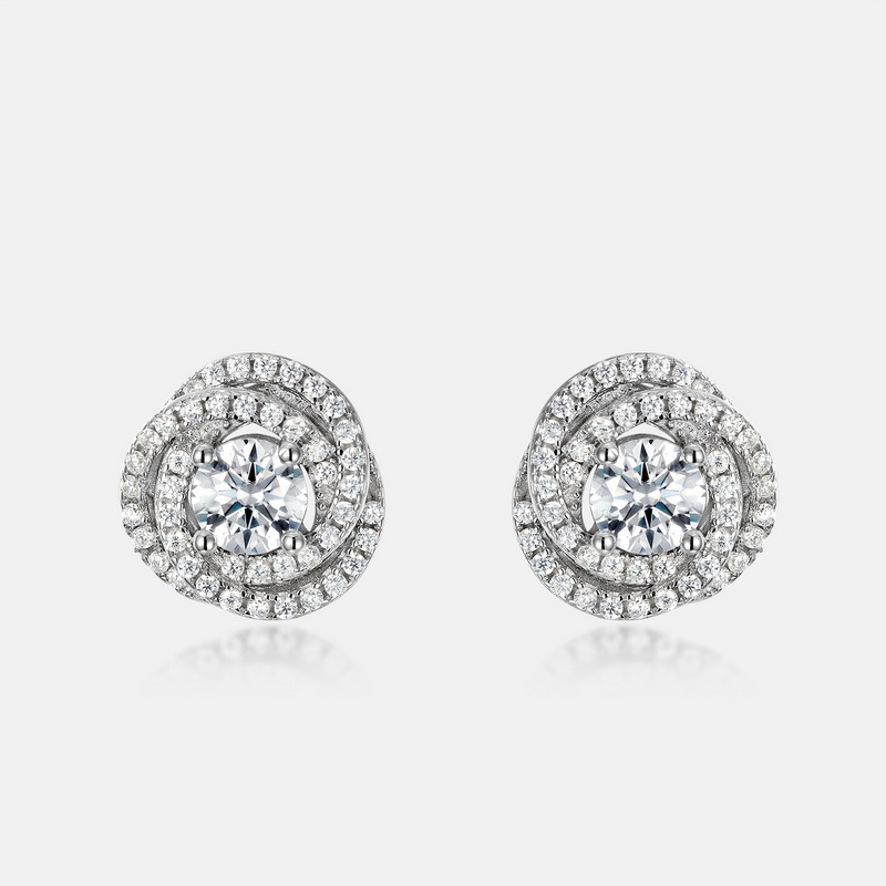 New Floral Sparkling Moissanite Stud Earrings – S925 Silver, Ultra-Brilliant Design