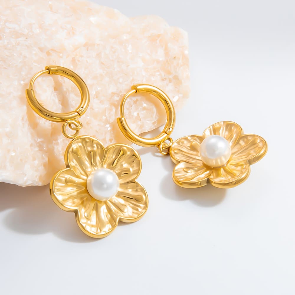 Flower Pearl Earrings – Fresh INS Style Floral Studs with Pearls