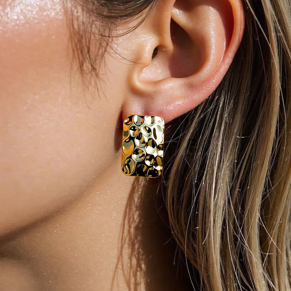 Geometric Earrings – Large Irregular Concave Bubble Oval Studs (4 Styles)