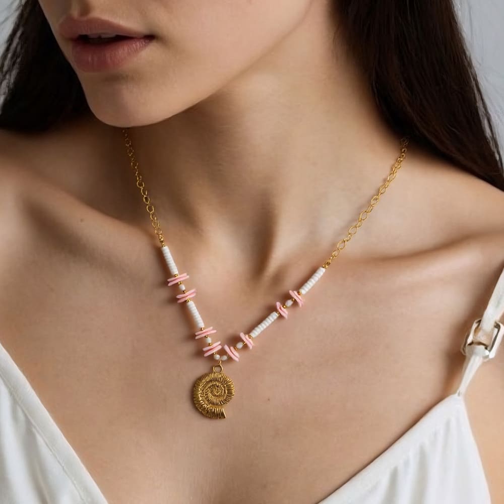 Discount Gold Necklaces – Bold Ocean Creature Pendant with Braided Cord