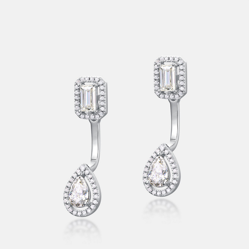 Detachable Moissanite Drop Earrings – S925 Silver, 2-in-1 Minimalist Design