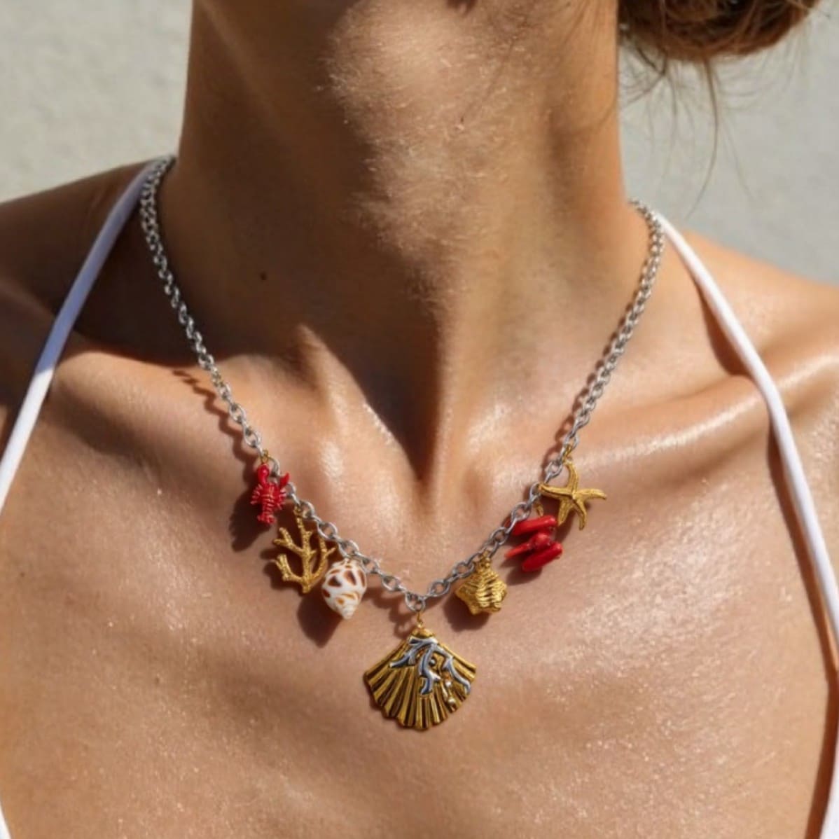 Coral Shell Necklace – Natural Stone Sea Conch Pendant