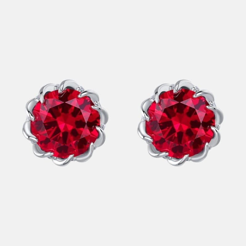 S925 Sterling Silver Sapphire Flower Stud Earrings – September Birthstone