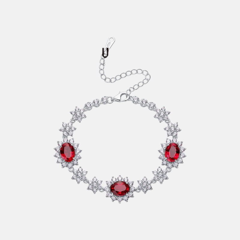 S925 Sterling Silver Sapphire Sunflower Bracelet – September Birthstone