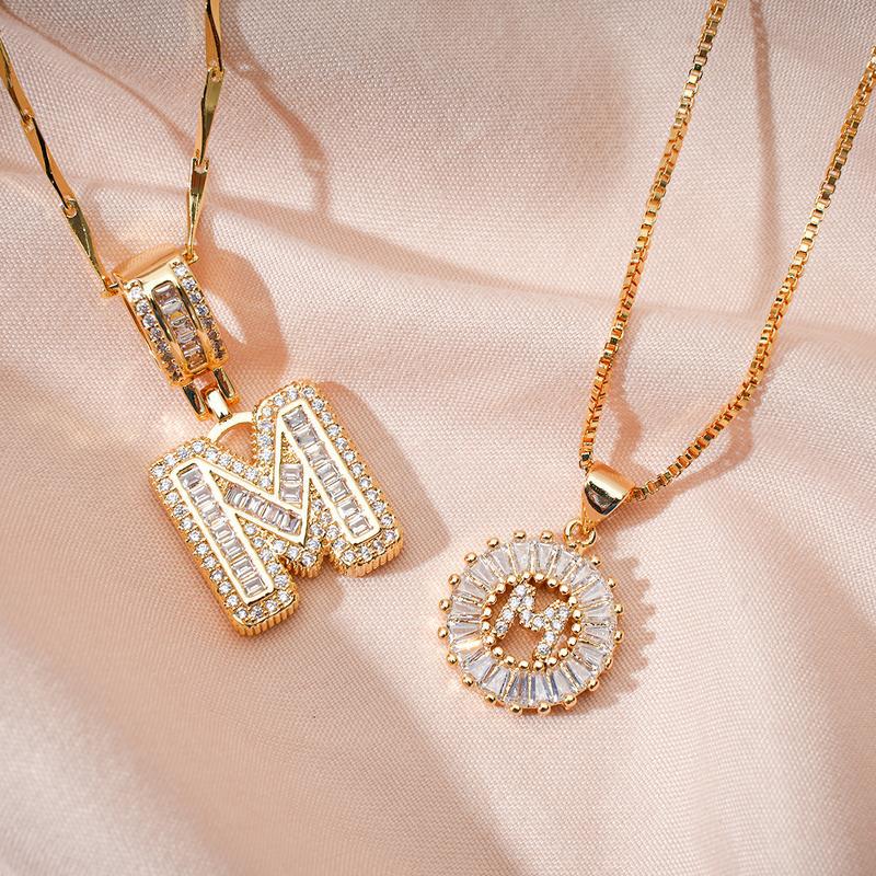 Letter Necklace – Iced Out Double Layer A–Z Alphabet Pendant Necklace