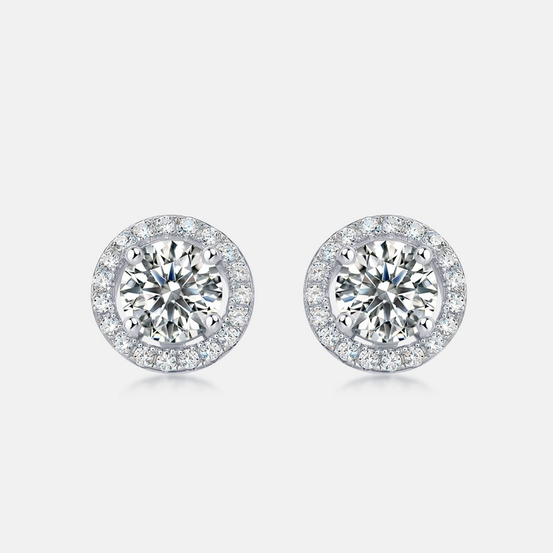 S925 Silver Moissanite Round Bezel Set Stud Earrings – Stylish & Elegant