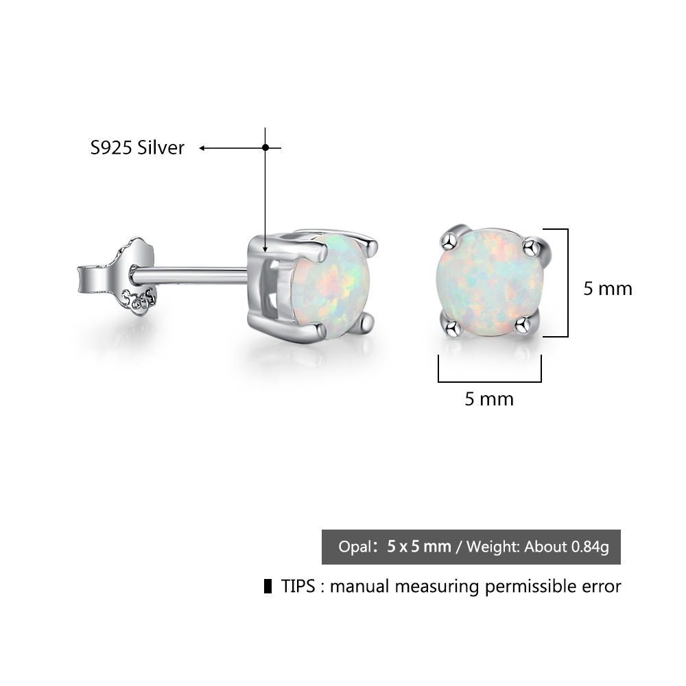 Opal Earrings for Women – Elegant S925 Silver Stud Earrings