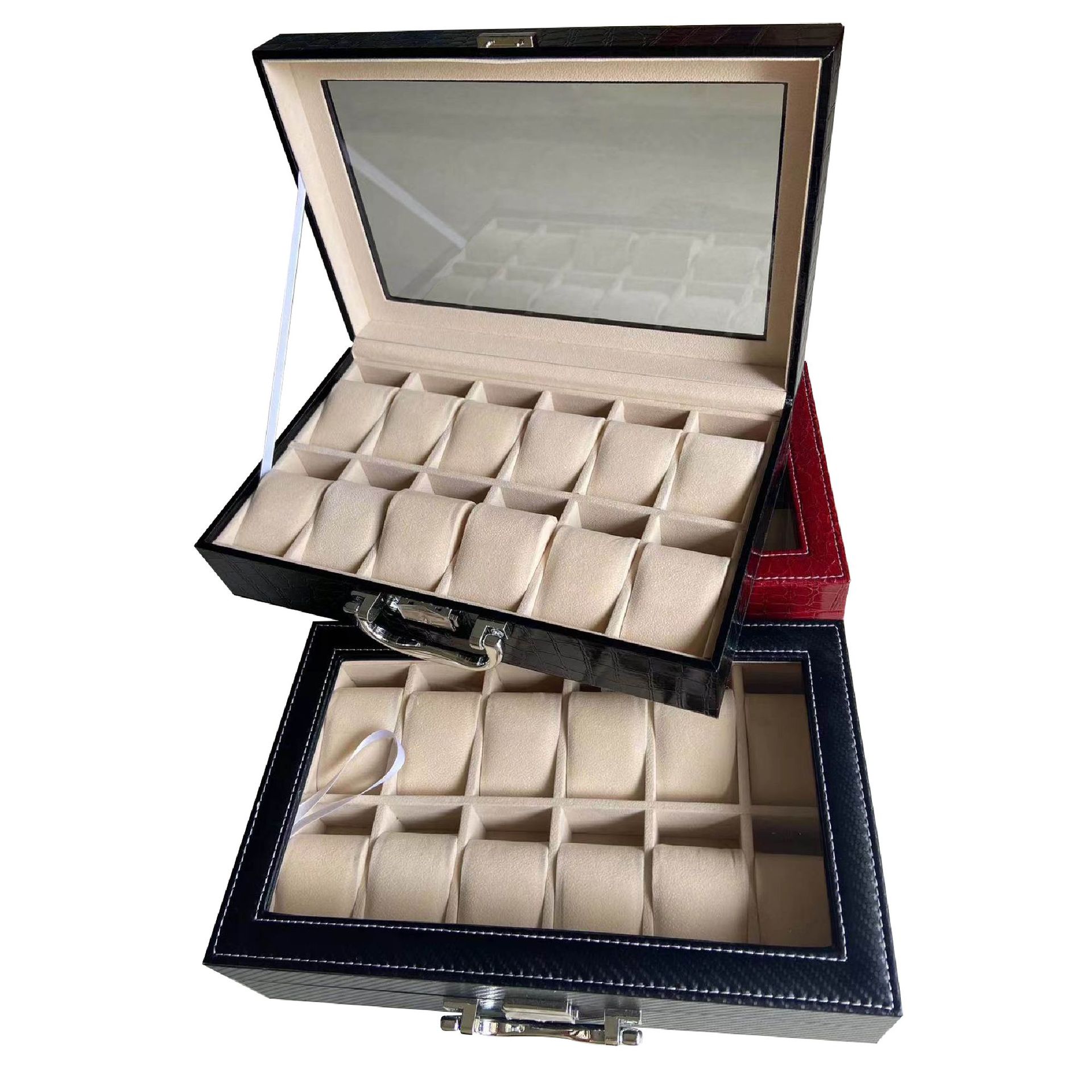 Mens Jewelry Box – Crocodile Texture PU Leather Storage & Display Case