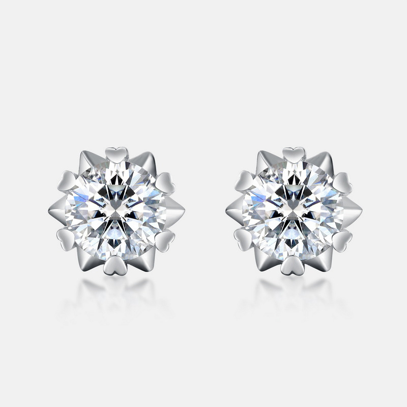 Moissanite Snowflake Stud Earrings – S925 Silver Elegant Gift for Mom