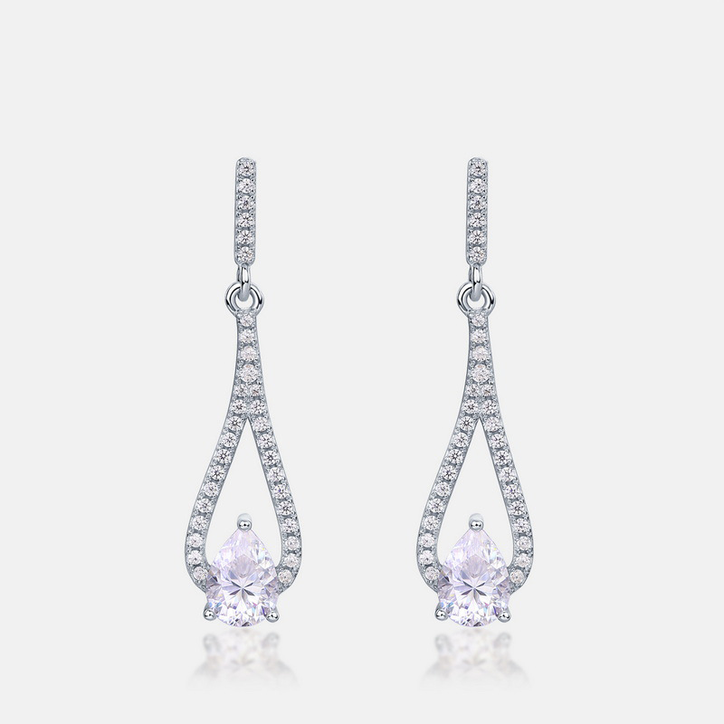 Long Moissanite Drop Earrings – S925 Silver Statement INS Style