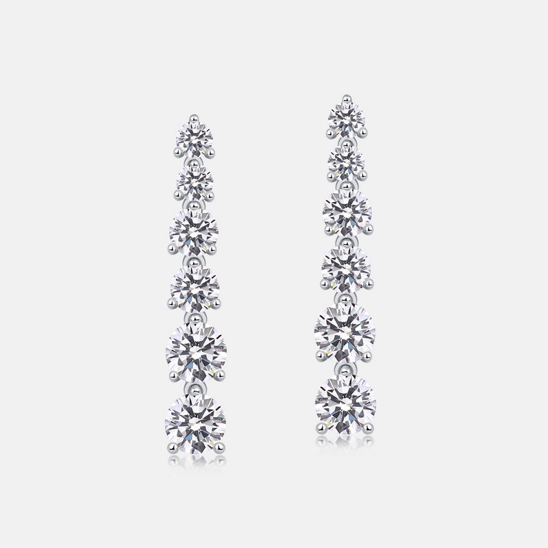 Moissanite Tassel Drop Earrings – Full Pavé S925 Silver Luxury Style