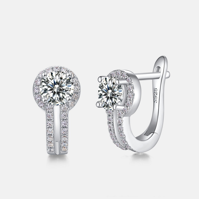 Moissanite Stud Earrings – S925 Silver 4-Prong Minimalist Style