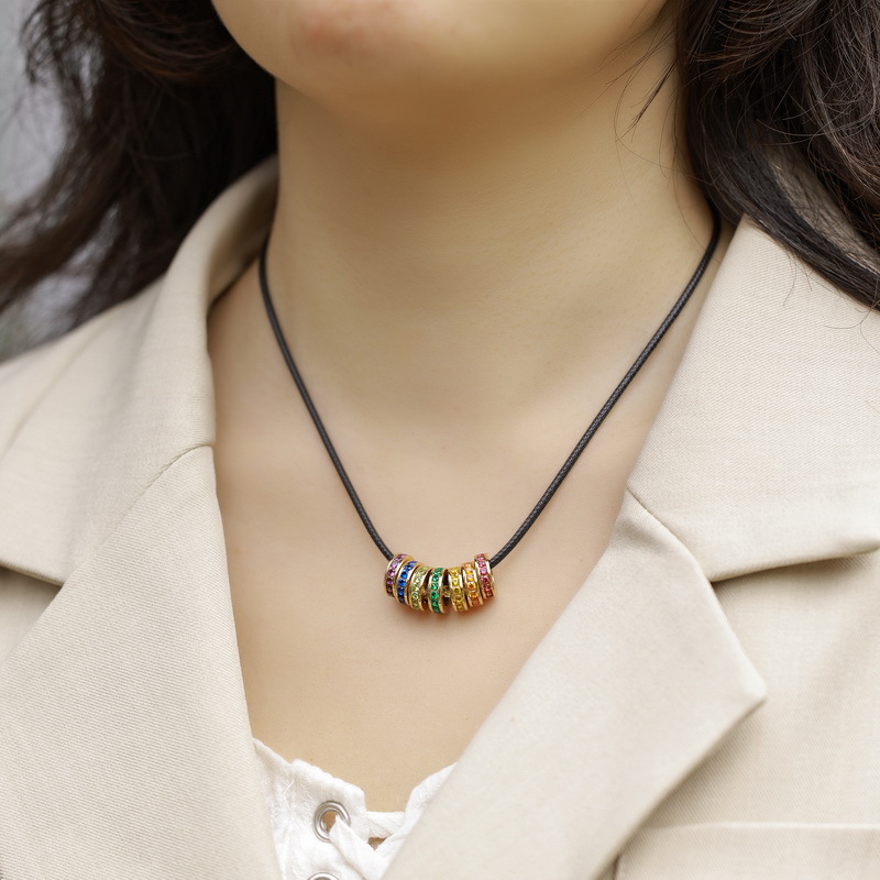 Rainbow Zircon Necklace - 925 Sterling Silver Seven-Circle Design