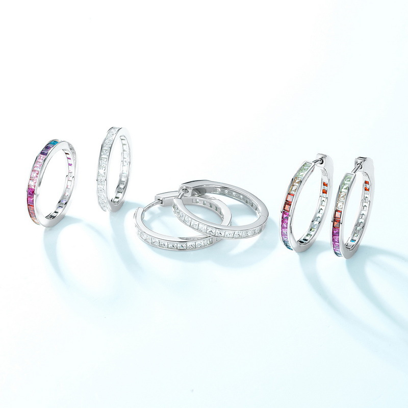 Rainbow Zircon Earrings – Minimalist 925 Sterling Silver Studs