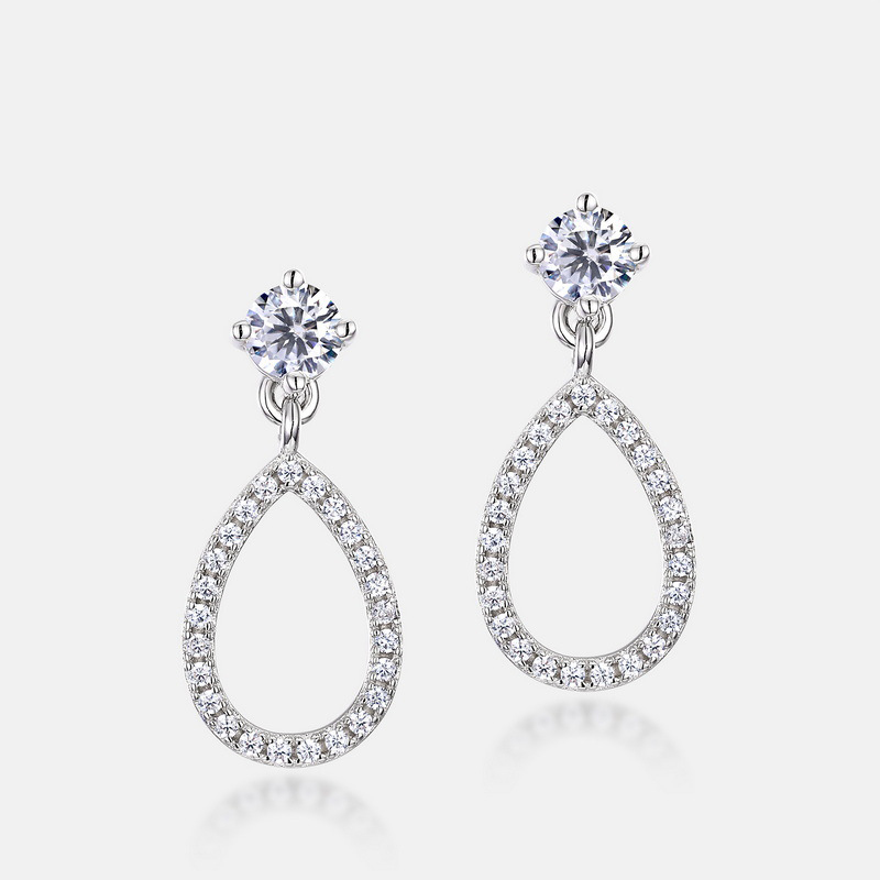 Summer New S925 Silver Pear-Shaped Moissanite Drop Earrings