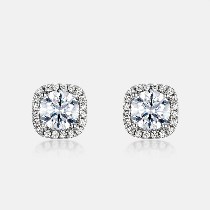 Dazzling Moissanite Stud Earrings – S925 Silver Birthstone Jewelry