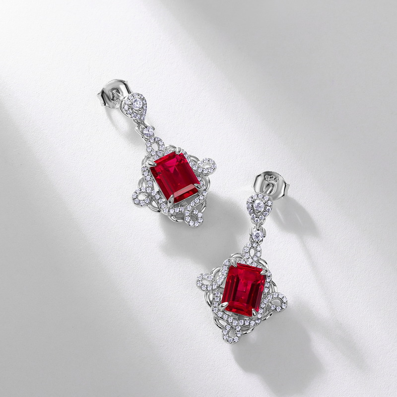 Ruby Stud Earrings-Classic Ruby Stud Earrings in 925 Sterling Silver