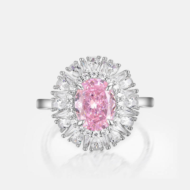 S925 Sterling Silver 4ct Oval High Carbon Diamond Ring | 7×9mm Stylish Statement Ring