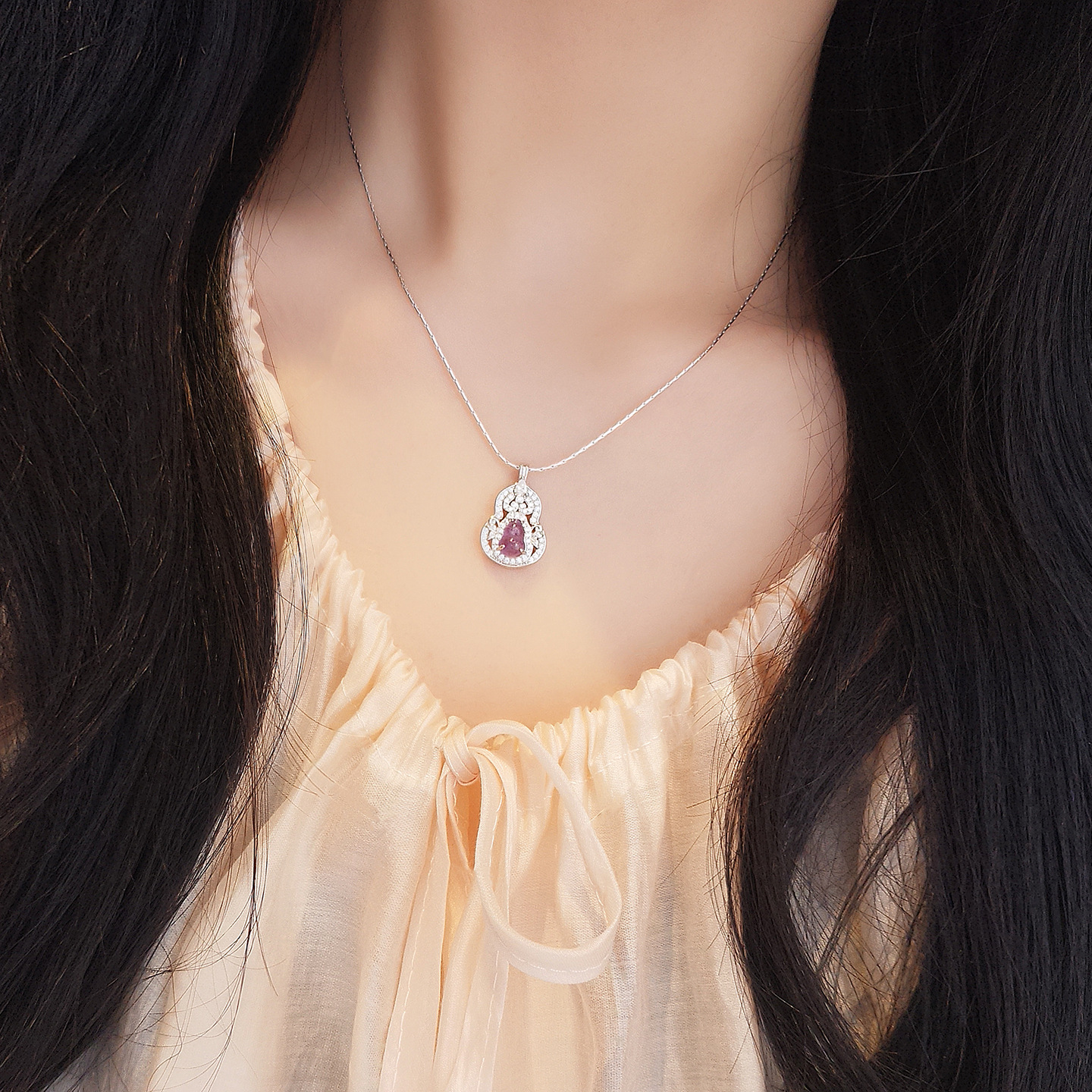 Amethyst Necklace – S925 Sterling Silver Clear Elegant Pendant