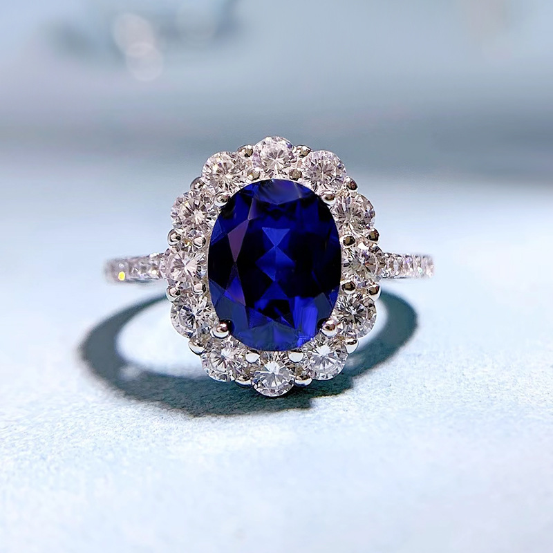 Sapphire Ring – Oval Zircon S925 Sterling Silver Ring