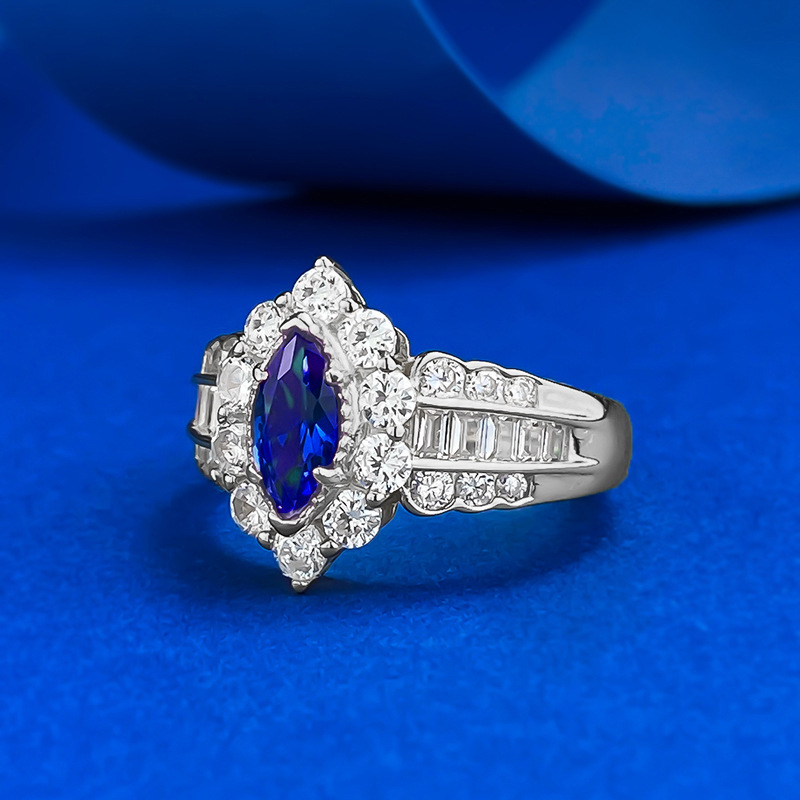 Sapphire Ring – Marquise Royal Blue S925 Sterling Silver Ring