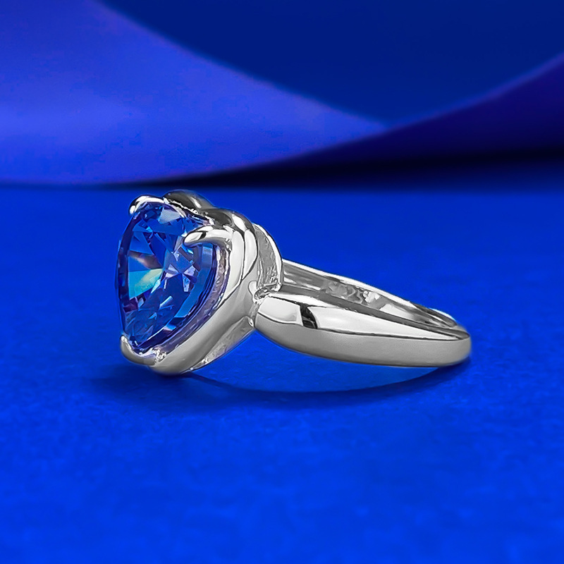 Sapphire Ring – Ocean Heart Tanzanite Blue S925 Sterling Silver Ring