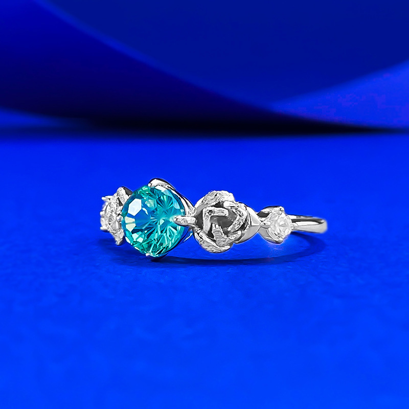 Sapphire Ring – Classic Round Paraiba Blue S925 Silver Ring