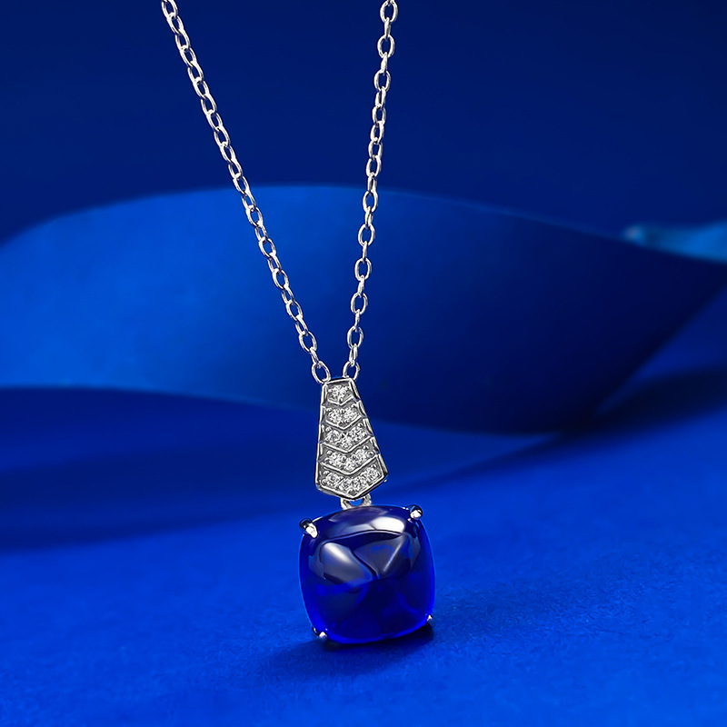 Sapphire Necklace – Royal Blue Sugarloaf S925 Silver Pendant