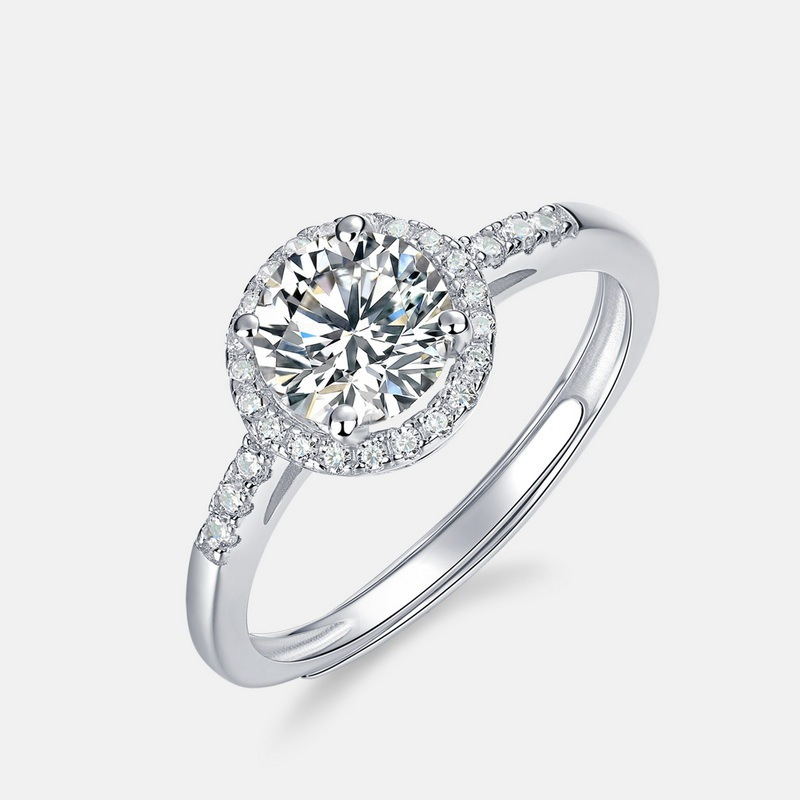 Round Moissanite Four-Prong Bezel Ring | Elegant Women’s Fashion Ring