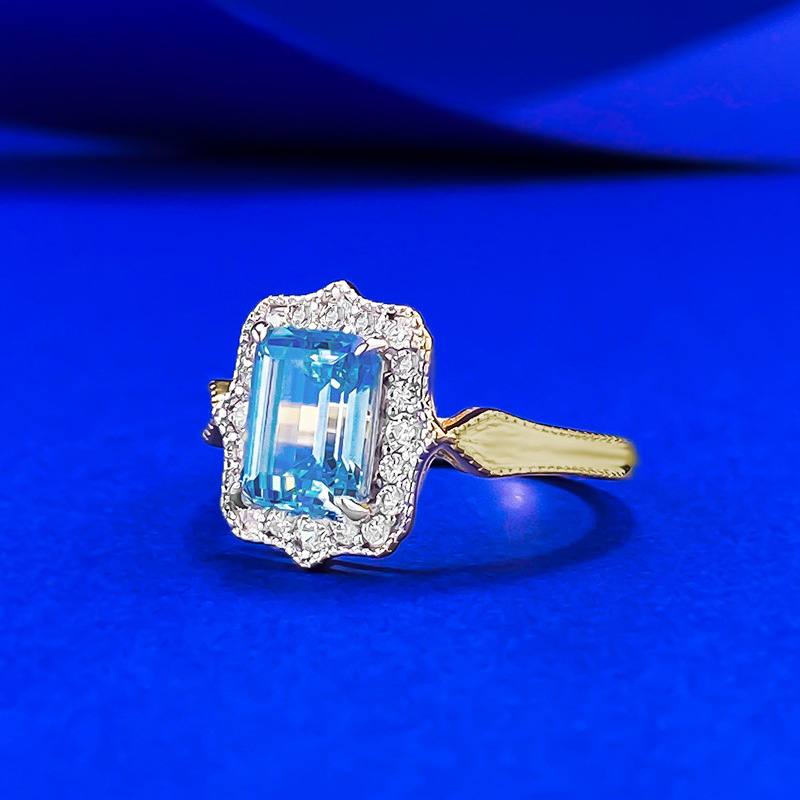 Sapphire Ring – S925 Silver Sky Blue Elegant Diamond Set Design