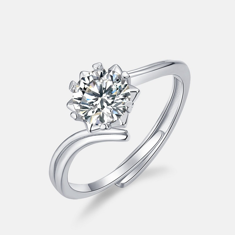 1CT Moissanite Engagement Ring – 6 Prong Twisted S925 Silver Band