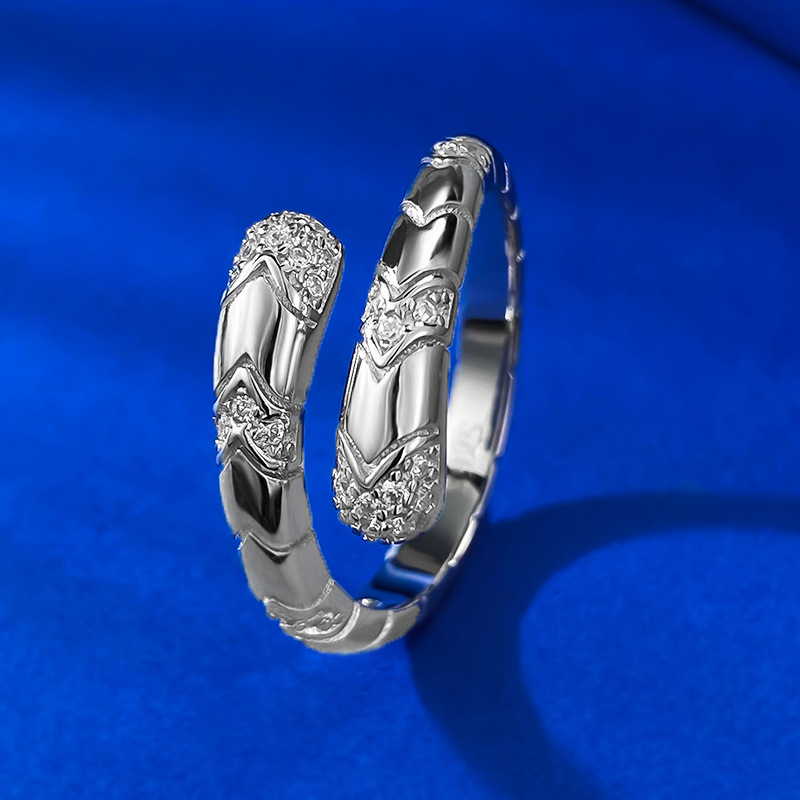 Moissanite Ring - Vintage Snake Spring Design in S925 Sterling Silver