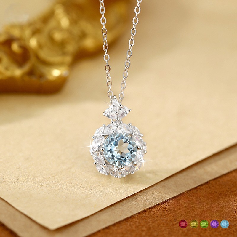 Peridot Charm Necklace – S925 Sterling Silver Ice Flower Pendant