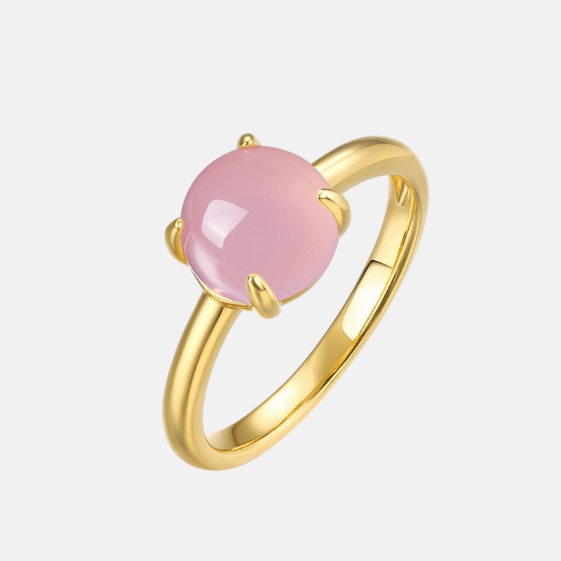 January Birthstone Garnet Candy-Cut Cabochon CZ Ring | S925 Silver 10K Gold Plated