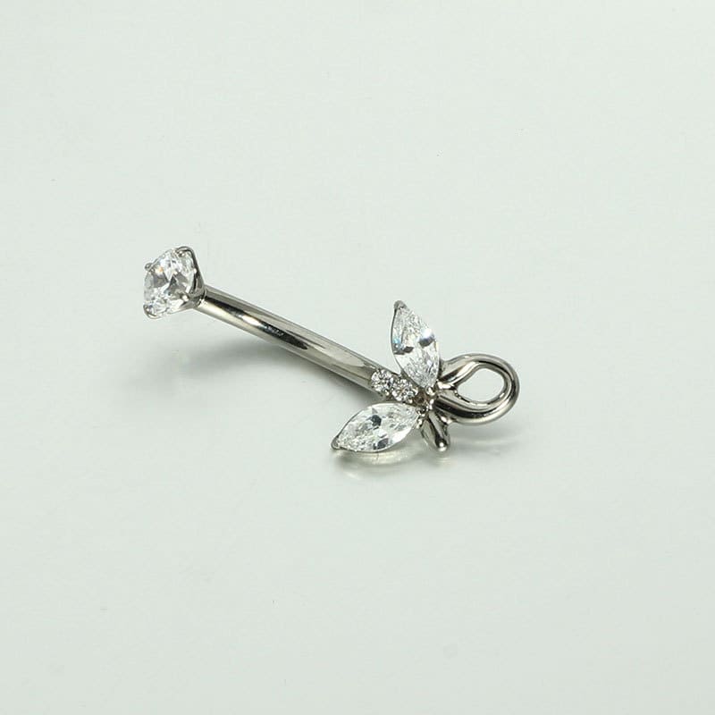 G23 Titanium Navel Piercing Jewelry – 14G Internally Threaded Marquise CZ Belly Ring