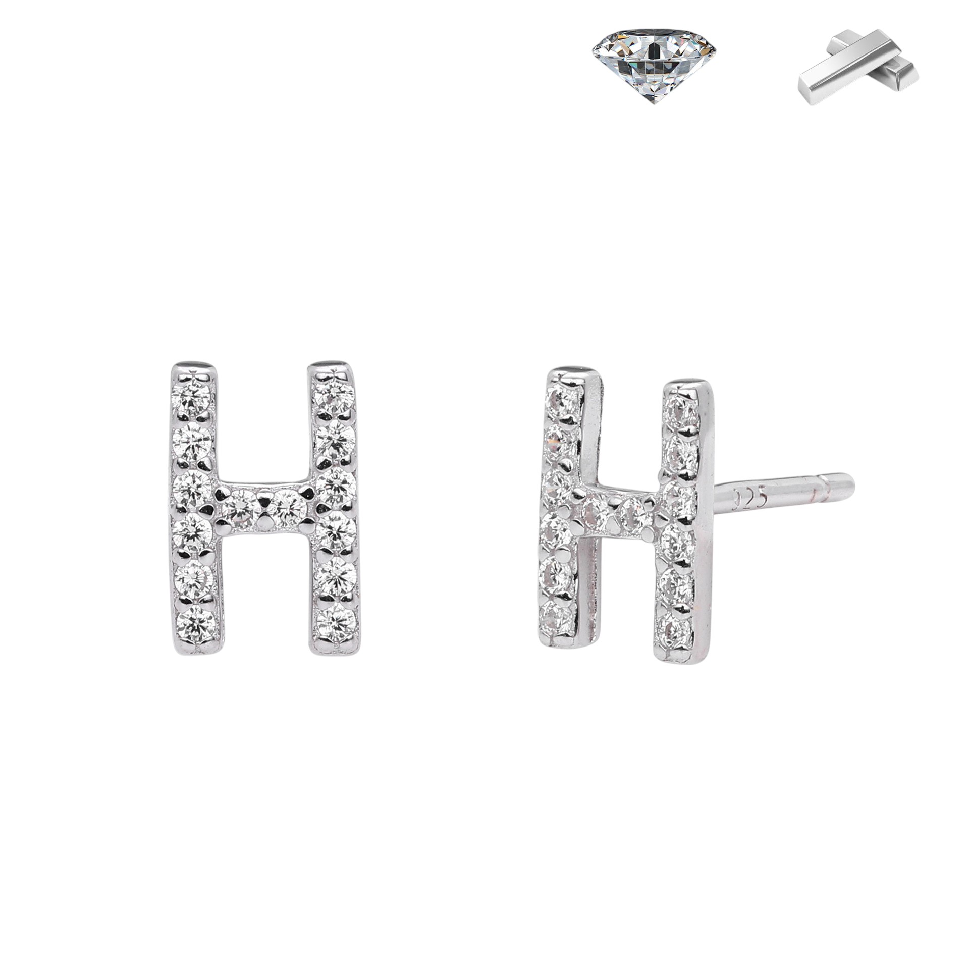 Letter Earrings – S925 Sterling Silver Alphabet Stud Earrings 