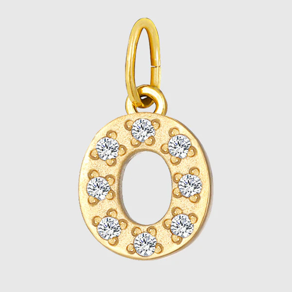 Initial Charm – Pave Full CZ Double Circle Alphabet Pendant for DIY Jewelry