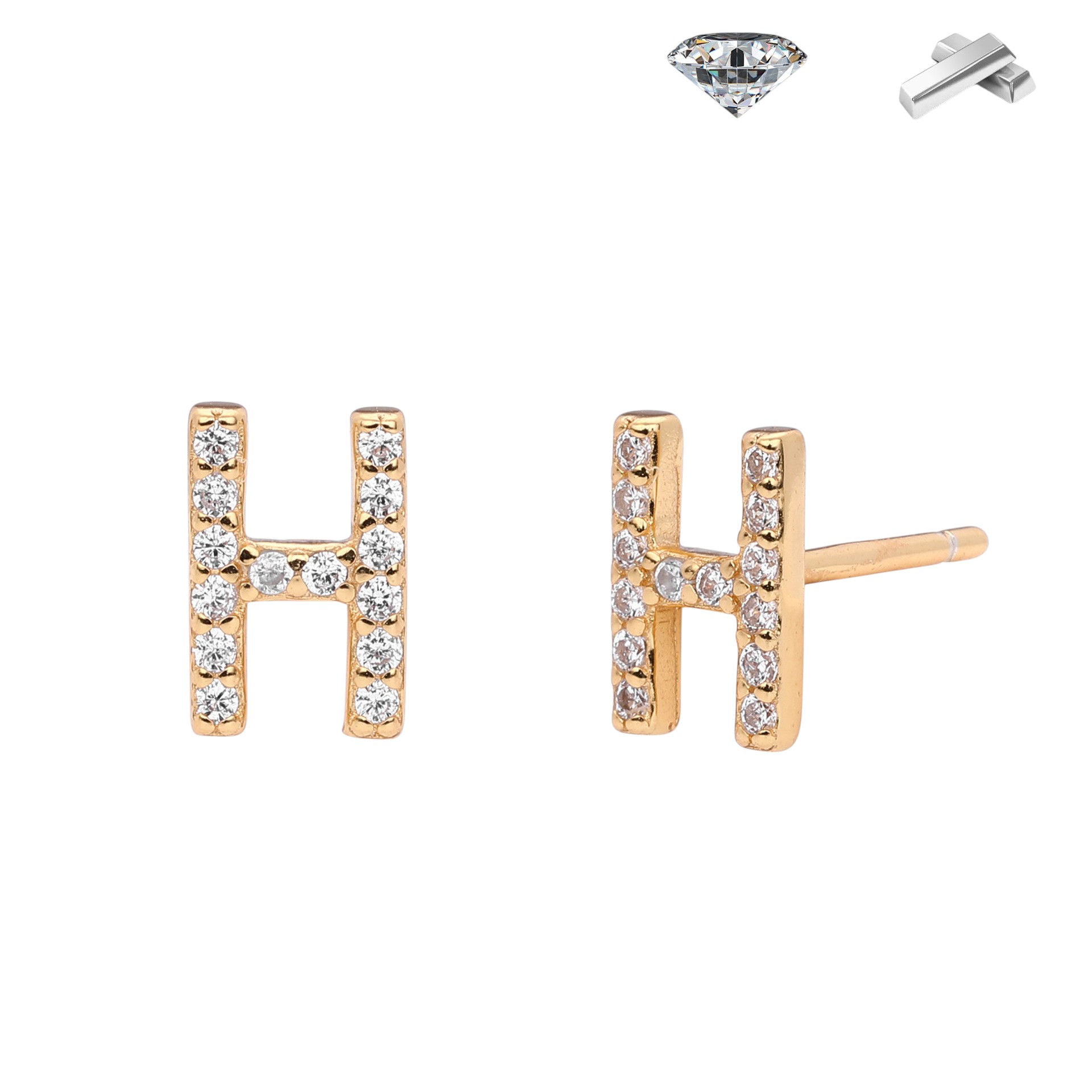 Letter Earrings – S925 Sterling Silver Alphabet Stud Earrings 