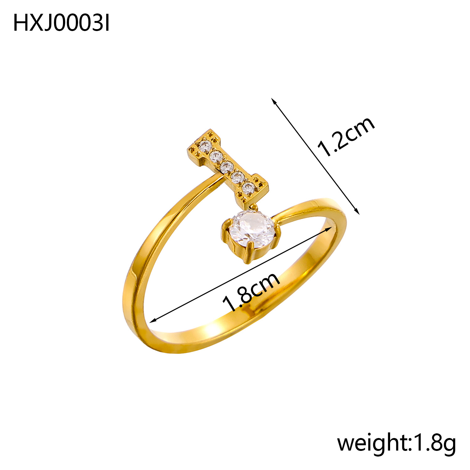 Initial Ring – Diamond-Studded Alphabet Open Ring for Women | Customizable