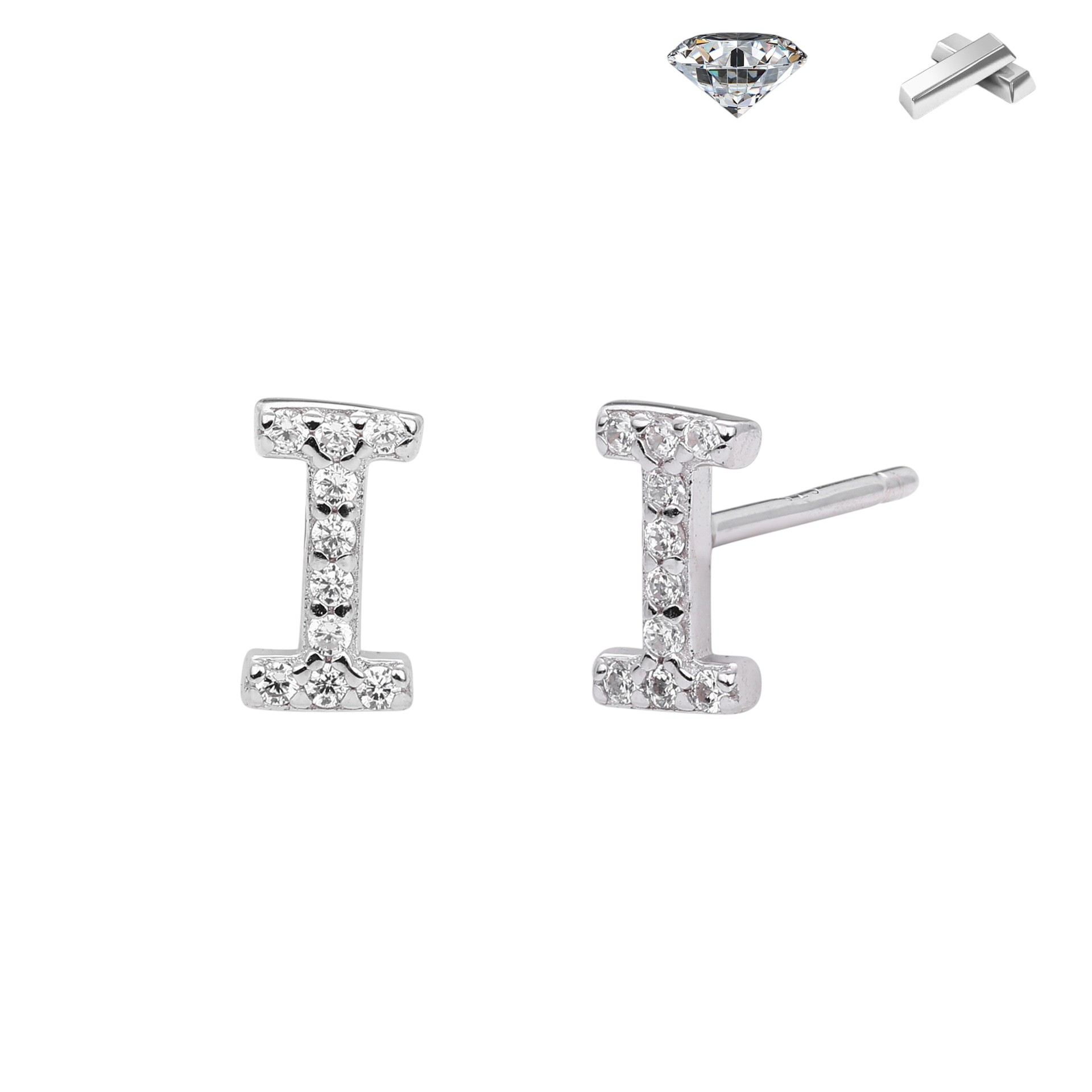 Letter Earrings – S925 Sterling Silver Alphabet Stud Earrings 