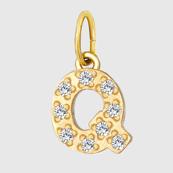 Initial Charm – Pave Full CZ Double Circle Alphabet Pendant for DIY Jewelry