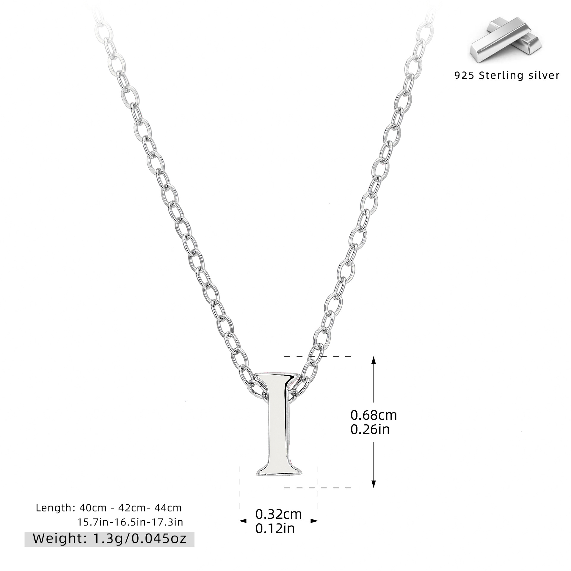 Initial Necklace – S925 Sterling Silver A–Z Alphabet Pendant Clavicle Chain
