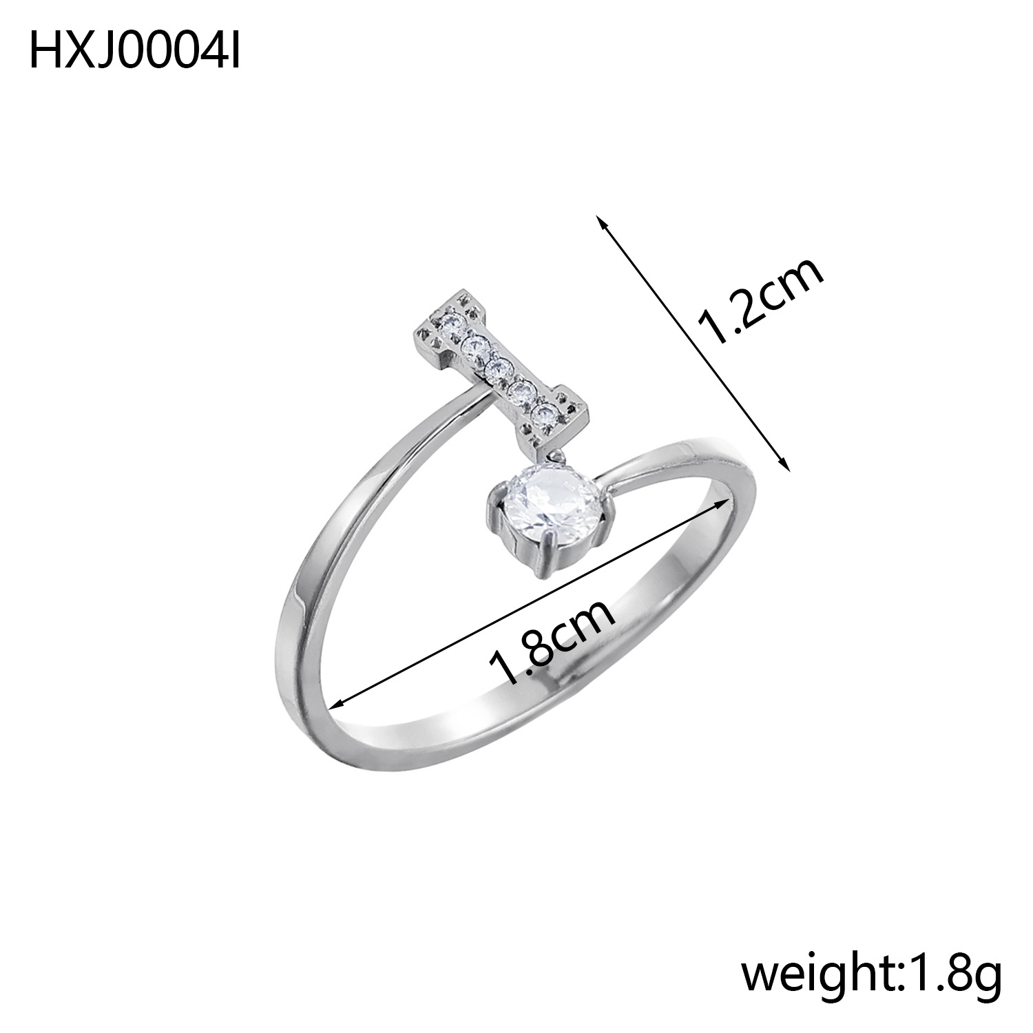 Initial Ring – Diamond-Studded Alphabet Open Ring for Women | Customizable