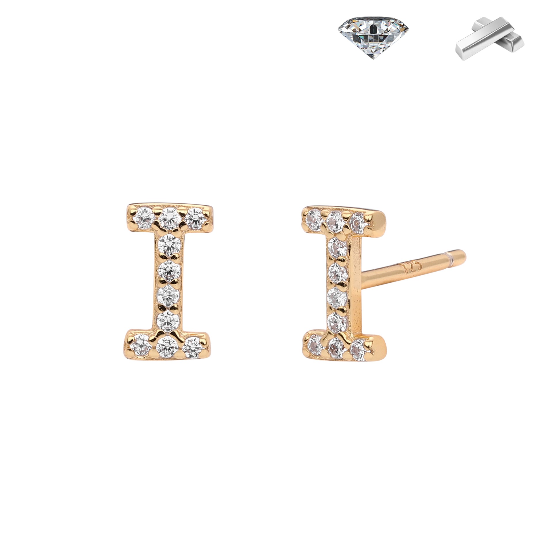 Letter Earrings – S925 Sterling Silver Alphabet Stud Earrings 