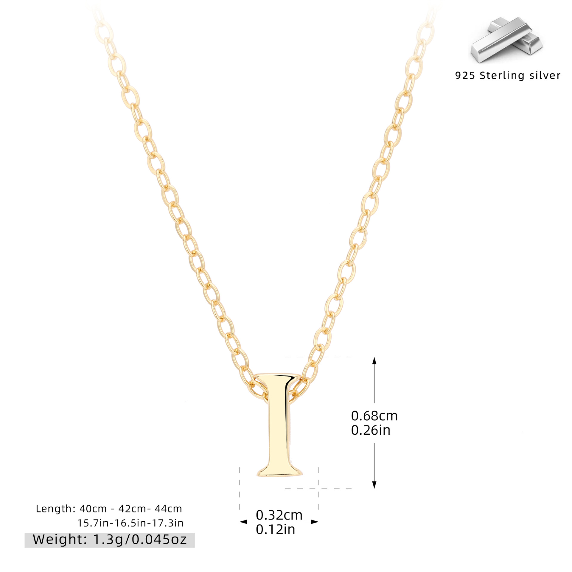 Initial Necklace – S925 Sterling Silver A–Z Alphabet Pendant Clavicle Chain