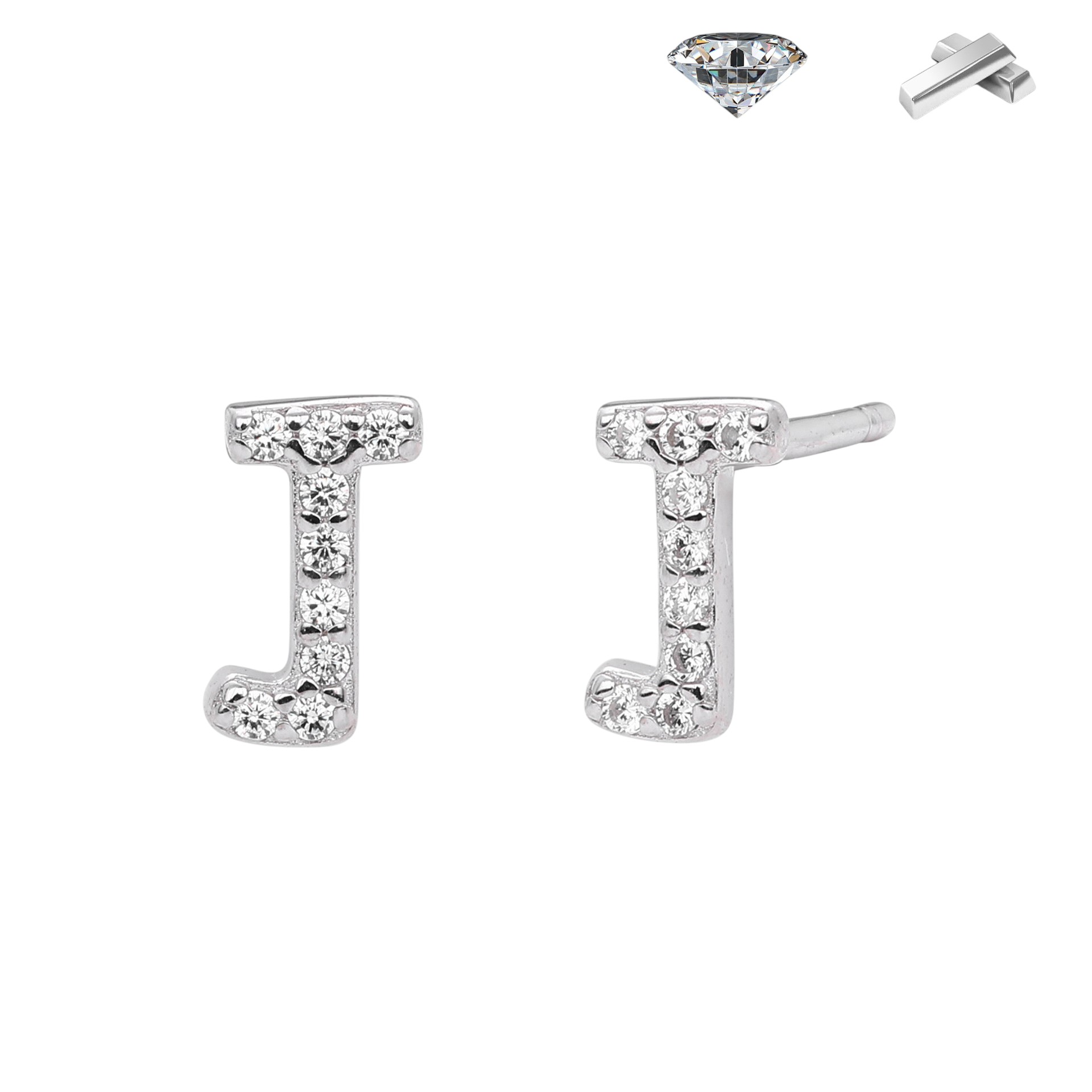Letter Earrings – S925 Sterling Silver Alphabet Stud Earrings 